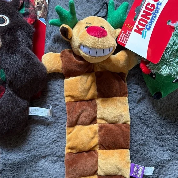 KONG Holiday Snuzzles, Hedgehog Medium & Loofa squeaker deer NWOT - Picture 4 of 4